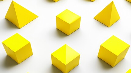 Canvas Print - Abstract Yellow Geometric Shapes 3D Rendering