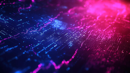 Aufkleber - Vivid digital artwork displays intricate glowing lines and patterns in blue and pink hues, creating an energetic atmosphere reminiscent of technology and data flow.