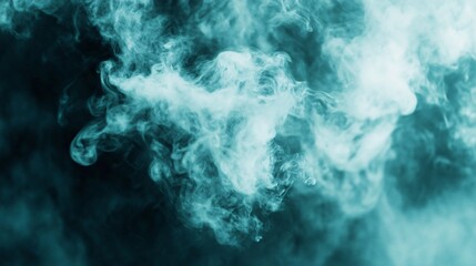 Wall Mural - Abstract Teal Smoke Background, Swirling Vapor Texture