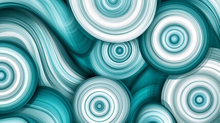 Wall Mural - Abstract Teal and White Concentric Circles Background