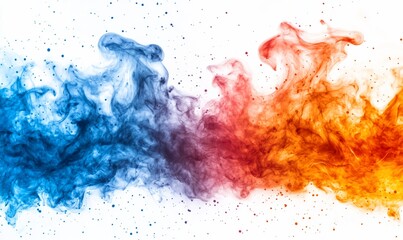 Wall Mural - Colorful smoke swirls, abstract art, white background, design element