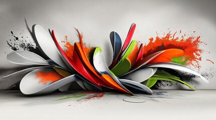 Wall Mural - Abstract Colorful 3D Shapes Splash Art Design