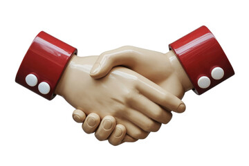 Aufkleber - Two mannequin hands in red sleeves shake hands, symbolizing partnership and agreement. background removed