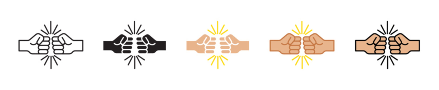 Fist bump icons vector set for UI designs