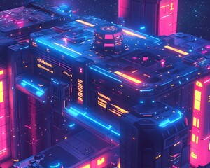 Poster - a stunning futuristic cityscape featuring neon lights, vibrant colors, and advanced architecture. th