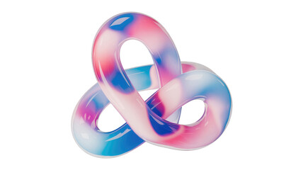 Fototapete - Abstract 3D render of a pink and blue intertwined glossy knot. background removed