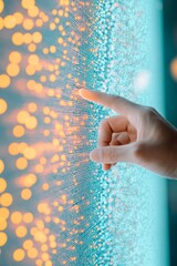 Poster - Futuristic User Interaction with Neon-Illuminated Digital Interface
