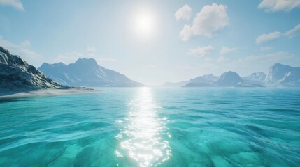 Radiant turquoise water rippling under sunlight serene landscape nature photography coastal view tranquil concept