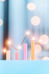 Aufkleber - Pastel Financial Graph with Floating Light Data Points Abstract Economic Trends