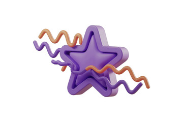 Aufkleber - A 3D rendering of a purple star with orange wavy lines, a modern and abstract design. background removed