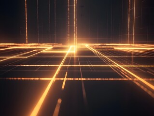 Fototapete - Abstract glowing lines on a digital background.