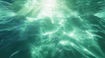 Dynamic underwater ripple effects serene water depths high detail imagery vibrant green teal theme immersive perspective