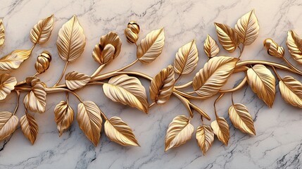 Poster - Allow the intricate details of white and gold wallpaper to narrate a tale of opulence