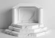 © Alexej - A minimalist podium with a white and gray stone background, suitable for product presentations in a studio setting, featuring an abstract pedestal and block design