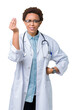 © Krakenimages.com - Young african american doctor woman wearing medical coat over isolated background Doing Italian gesture with hand and fingers confident expression