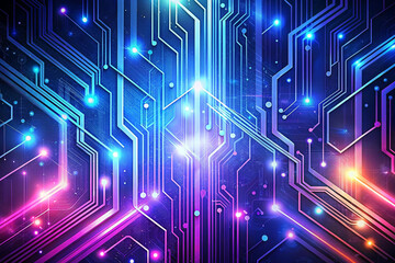 Poster - Abstract glowing circuit board background.