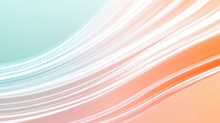 Wall Mural - Dynamic white streaks over gradient peach and mint abstract design digital art minimalist style fresh aesthetic