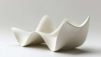 Poster - A modern, luxurious texture featuring abstract white and light gray waves that are smooth and clean