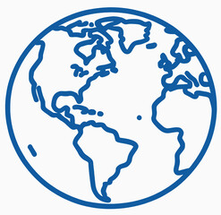 icono sencillo del globo del mundo en color azul sobre fondo blanco