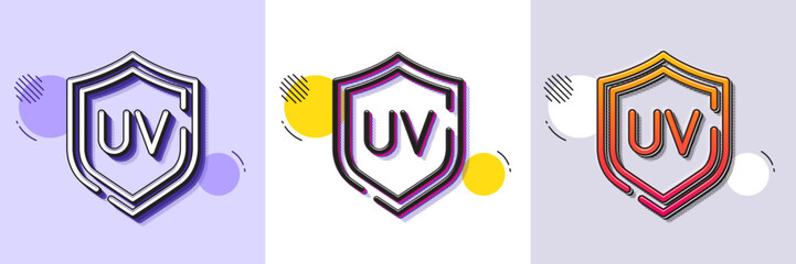 Poster - sun protection line icon. halftone dotted pattern. gradient icon with grain shadow. uv protect sign.