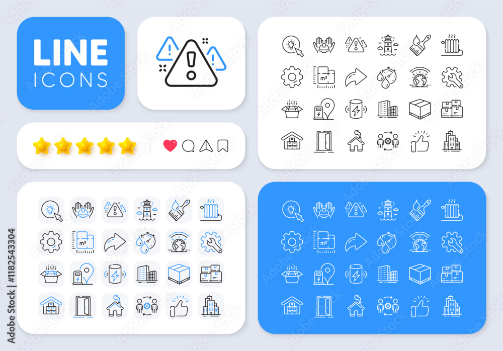 Buildings, Energy and Wholesale inventory line icons for web app ...