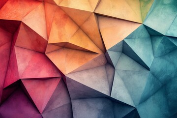 Sticker - Abstract polygonal background forming a colorful gradient from red to blue