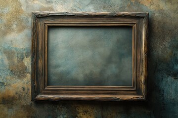 Wall Mural - Captivating rustic wooden frame ready for artwork displays against an artistic textured backdrop in a cozy space