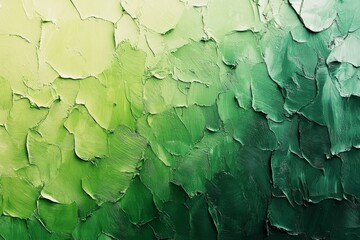 Wall Mural - Thick impasto oil painting creating a vibrant green gradient texture, perfect for backgrounds and artistic projects