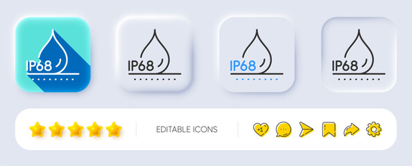Poster - waterproof line icon. neumorphic, flat shadow, 3d buttons. water resistant ip68 sign. drop protectio