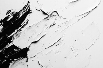 Wall Mural - Thick black and white brushstrokes creating an abstract painting on canvas