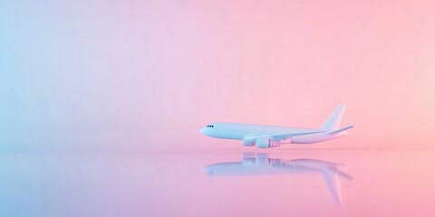 Poster - Pastel Airplane Reflection Minimalist Aviation Safety and Tranquil Travel Aesthetic