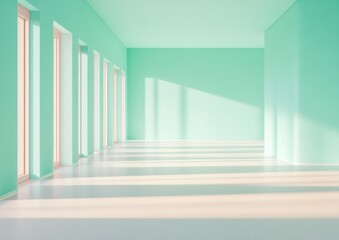 Poster - Minimalist Hospital Corridor with Bright Lighting and Modern Design