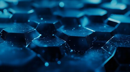 Poster - Abstract Blue Hexagon Pattern, 3D Render, Technology Background