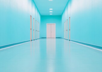 Poster - Sterile Hospital Corridor with Bright Lighting and Modern Design
