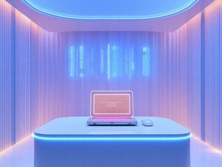 Aufkleber - Futuristic E-Governance Workspace with Holographic Interfaces and Neon Data Flow