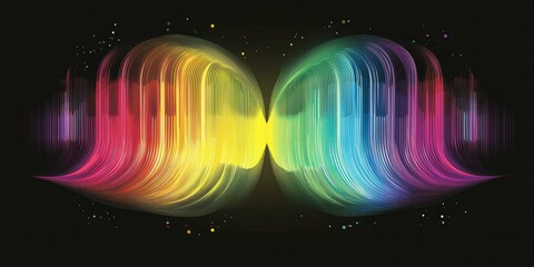 Wall Mural - Vibrant rainbow curves on a dark background. AI.