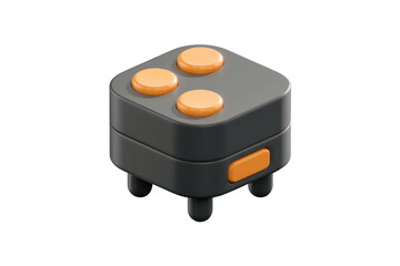 Aufkleber - A 3D render of a small, dark grey device with four orange buttons. background removed