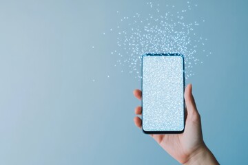 Leinwandbilder - Encrypted Smartphone Interface with Abstract Blue Light Patterns for Mobile Security