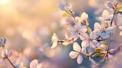 Wall Mural - Elegant spring blossoms in soft sunlight