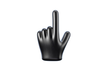 Fototapete - A 3D rendered black hand pointing upwards, isolated on a light grey background. background removed