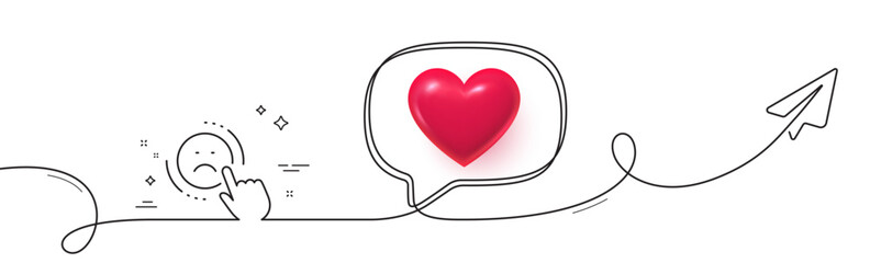 Poster - dislike line icon. continuous line with share plane. negative feedback rating sign. customer satisfa
