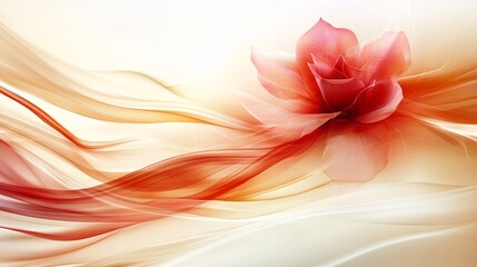 Sticker - Abstract depiction of a red flower with soft swirling colors and smooth gradients