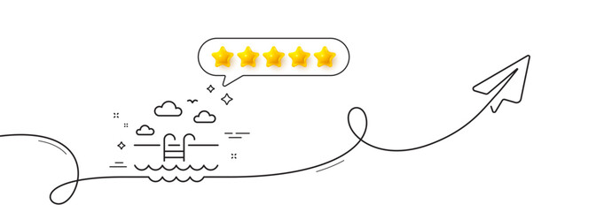Poster - swimming pool line icon. continuous line with share plane. outdoor basin sign. hotel service symbol.