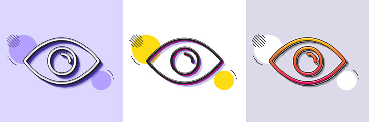 Poster - eye line icon. halftone dotted pattern. gradient icon with grain shadow. look or optical vision sign