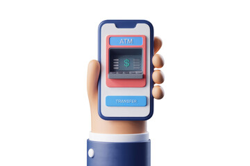 Poster - Mobile banking app with ATM interface, allowing for easy money transfer. background removed