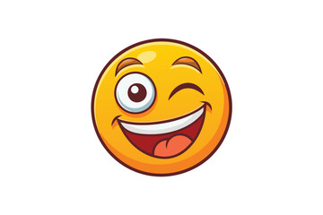 Wall Mural - Playful and vibrant winking emoji face with a mischievous smile, perfect for expressing joy, humor, and lighthearted communication