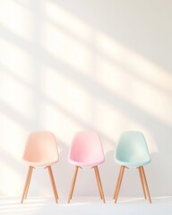 Aufkleber - Surreal Minimalist Setting with Pastel Chairs and Light Patterns