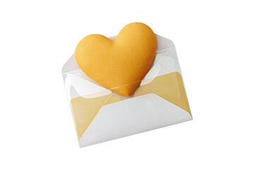 Poster - A heart-shaped cookie nestled inside a transparent envelope, symbolizing love and affection. background removed