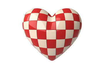 Poster - A 3D rendering of a heart-shaped object with a red and white checkered pattern. background removed