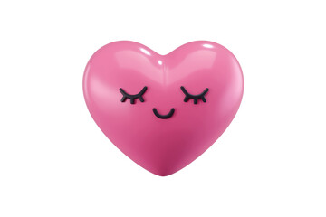 Poster - A cute pink heart with closed eyes and a smiling mouth, expressing happiness and love. background removed